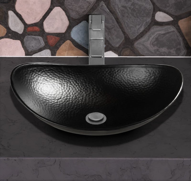 Monarch Abode Bathroom Sink â€“ 19-Inch Harbor Vessel Bathrooms Countertop Sink, Bathroom Vessel Sinks, Above Counter Hand Hammered Matte Black Aluminum Bath Sinks for Restroom Vanity or Powder Room - Image 5